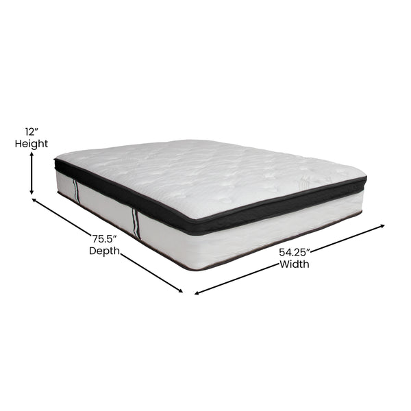 Full |#| 12 Inch Hybrid Memory Foam Pocket Spring Mattress, Full Mattress in a Box