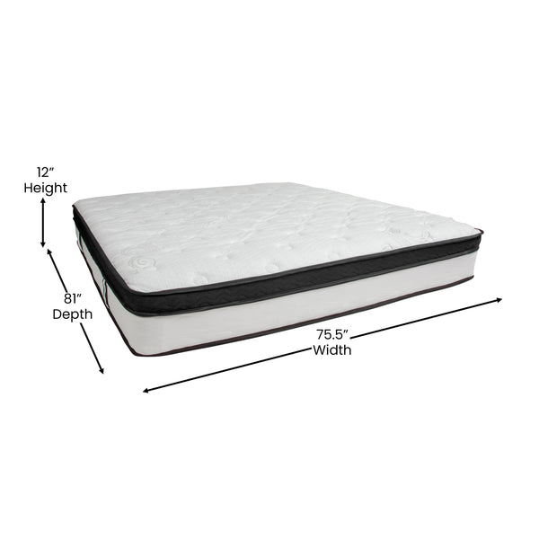 King |#| 12 Inch Hybrid Memory Foam Pocket Spring Mattress, King Mattress in a Box