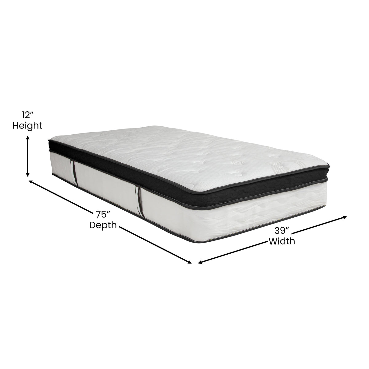 Twin |#| 12 Inch Hybrid Memory Foam Pocket Spring Mattress, Twin Mattress in a Box