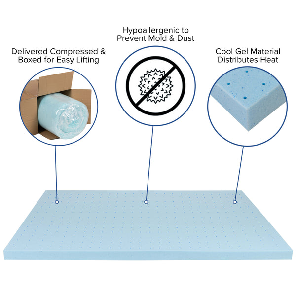 King |#| 3inch Cool Gel Infused Hypoallergenic Cooling Memory Foam Mattress Topper - King