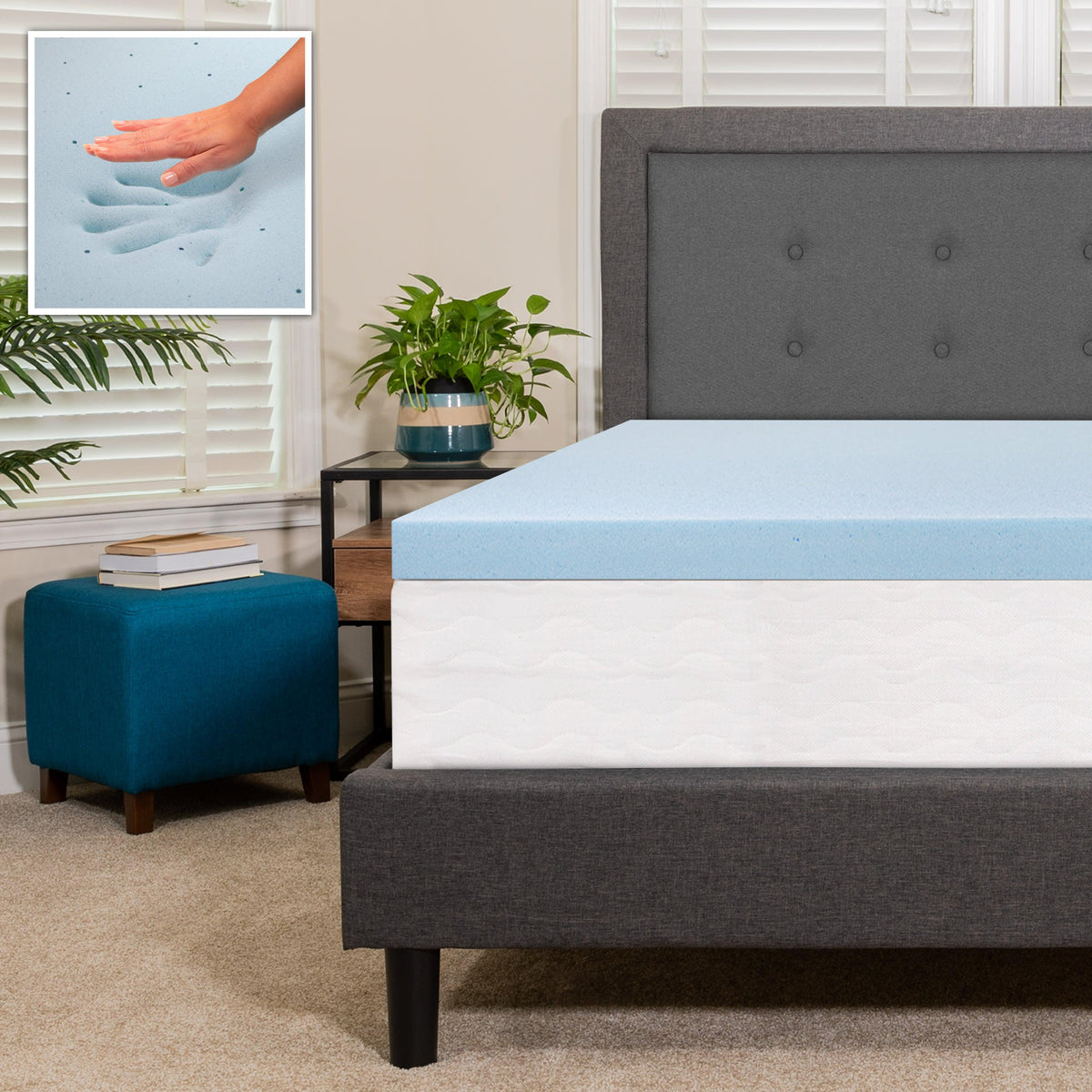 King |#| 3inch Cool Gel Infused Hypoallergenic Cooling Memory Foam Mattress Topper - King