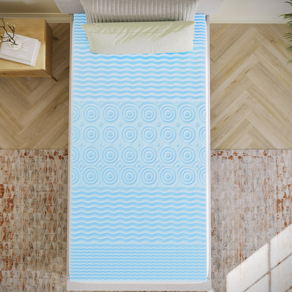 Twin XL |#| 2 Inch Cooling Gel Infused 5-Zone Memory Foam Mattress Topper - Twin XL