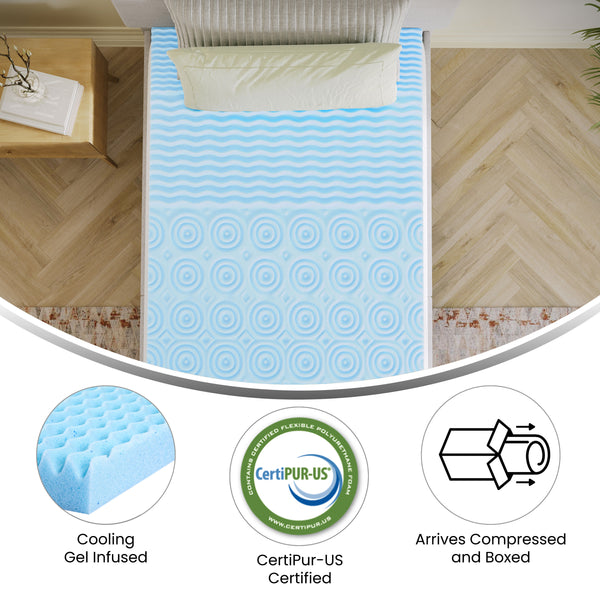 Twin XL |#| 2 Inch Cooling Gel Infused 5-Zone Memory Foam Mattress Topper - Twin XL