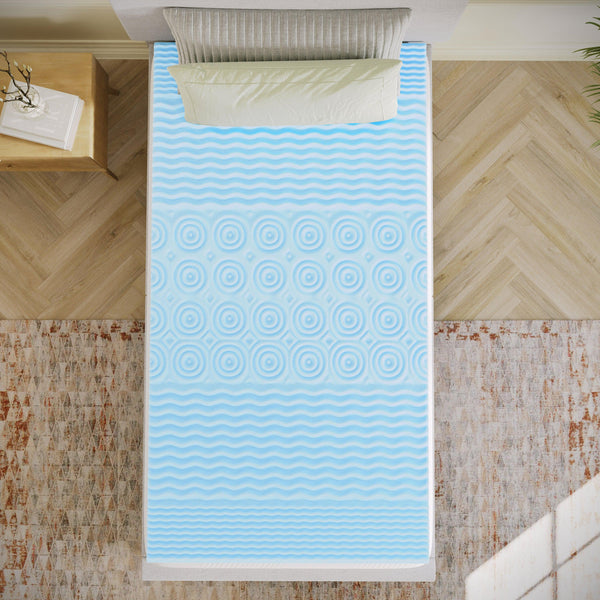 Twin |#| 2 Inch Cooling Gel Infused 5-Zone Memory Foam Mattress Topper - Twin