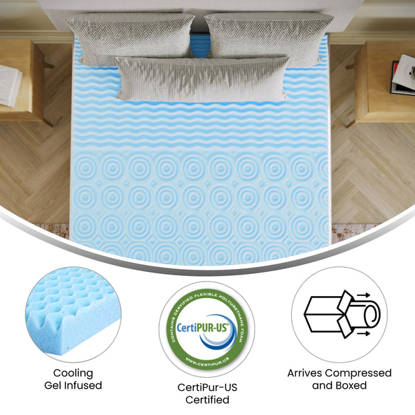 Full |#| 2 Inch Cooling Gel Infused 5-Zone Memory Foam Mattress Topper - Full