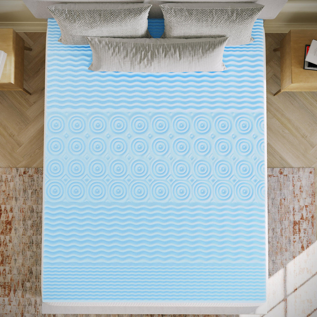 Queen |#| 2 Inch Cooling Gel Infused 5-Zone Memory Foam Mattress Topper - Queen