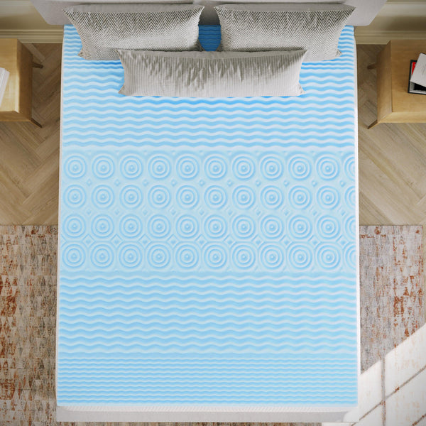 Queen |#| 2 Inch Cooling Gel Infused 5-Zone Memory Foam Mattress Topper - Queen