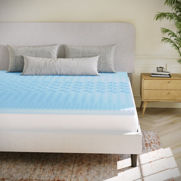 Queen |#| 2 Inch Cooling Gel Infused 5-Zone Memory Foam Mattress Topper - Queen