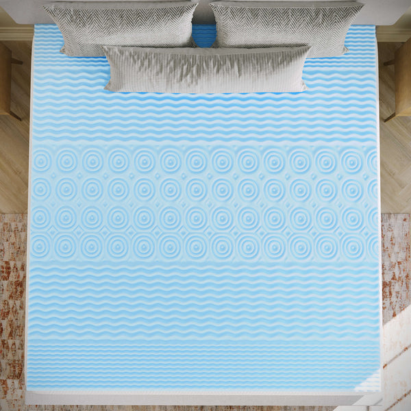 King |#| 2 Inch Cooling Gel Infused 5-Zone Memory Foam Mattress Topper - King