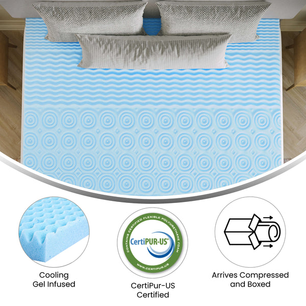 King |#| 2 Inch Cooling Gel Infused 5-Zone Memory Foam Mattress Topper - King
