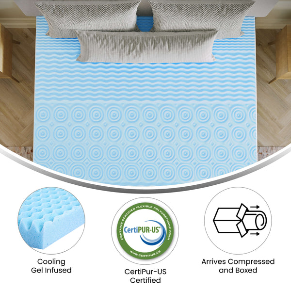 California King |#| 2 Inch Cooling Gel Infused 5-Zone Memory Foam Mattress Topper - California King
