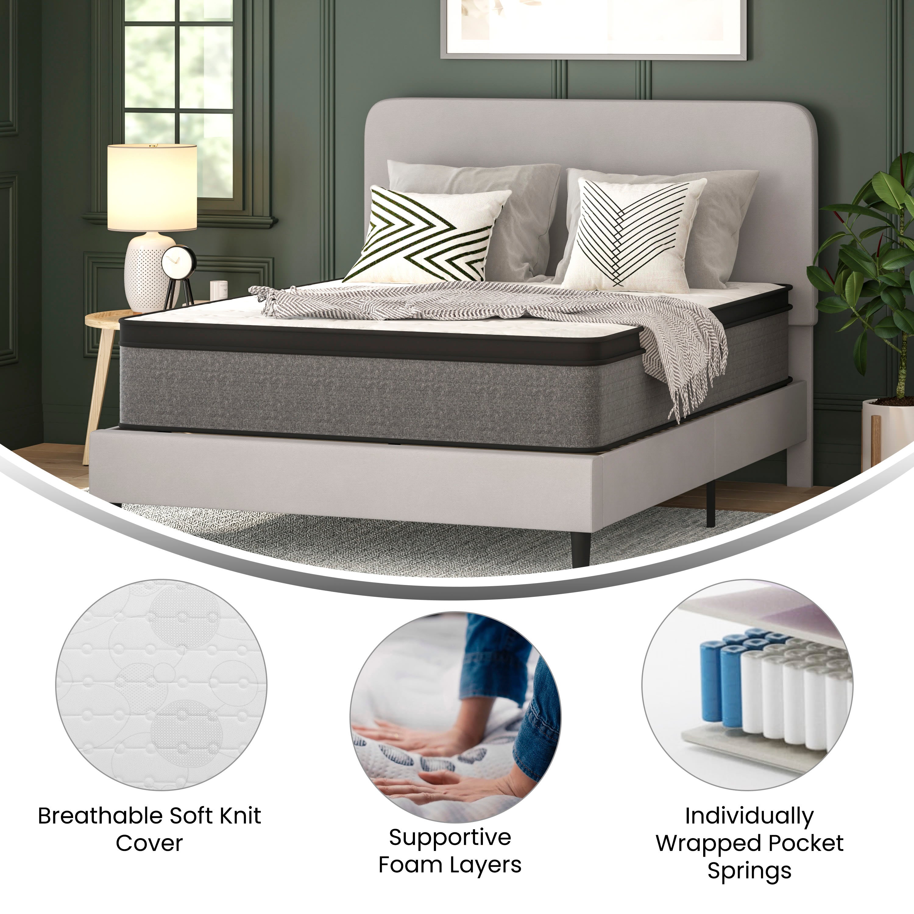 Full size pillow top mattress and box spring top
