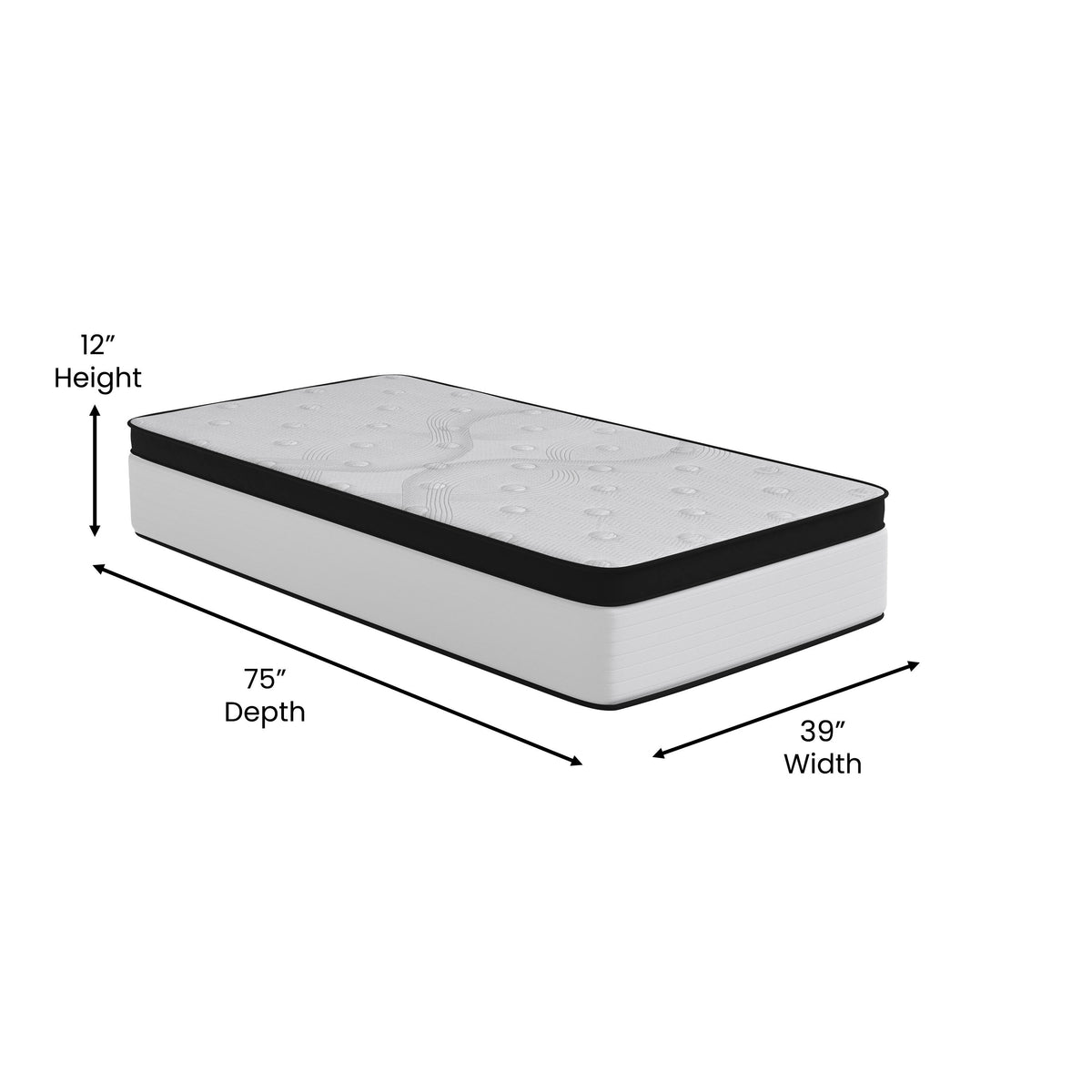 Twin |#| 12inch Hybrid Firm Pocket Spring Mattress, Twin Mattress in a Box-Premium Mattress