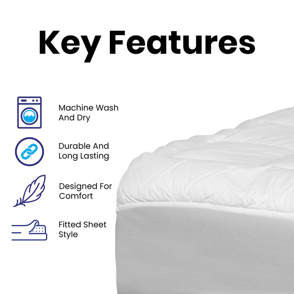 Full |#| Mattress Pad - White Cotton Top - Full - Hypoallergenic - Fits 8"-21" Mattress