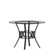 Clear Top/Black Frame |#| 42inch Round Glass Dining Table with Black Metal Frame