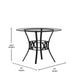 Clear Top/Black Frame |#| 42inch Round Glass Dining Table with Black Metal Frame