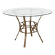 Clear Top/Matte Gold Frame |#| 45inch Round Glass Dining Table with Crescent Style Matte Gold Metal Frame