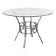 Clear Top/Silver Frame |#| 45inch Round Glass Dining Table with Crescent Style Silver Metal Frame
