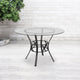 Clear Top/Black Frame |#| 45inch Round Glass Dining Table with Black Metal Frame