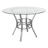 Carlisle 45'' Round Glass Dining Table with Crescent Style Metal Frame