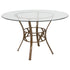 Carlisle 48'' Round Glass Dining Table with Crescent Style Metal Frame