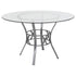 Carlisle 48'' Round Glass Dining Table with Crescent Style Metal Frame