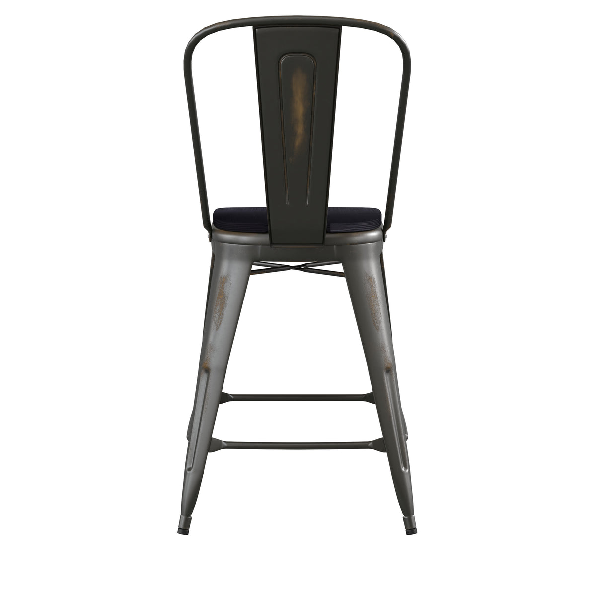 Copper/Black |#| All-Weather Counter Height Stool with Poly Resin Seat - Copper/Black