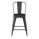 Black/Black |#| All-Weather Counter Height Stool with Poly Resin Seat - Black/Black