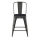 Black/Black |#| All-Weather Counter Height Stool with Poly Resin Seat - Black/Black