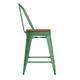 Green/Teak |#| All-Weather Counter Height Stool with Poly Resin Seat - Green/Teak