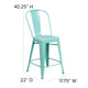 Mint Green/Mint Green |#| All-Weather Counter Height Stool with Poly Resin Seat - Mint Green