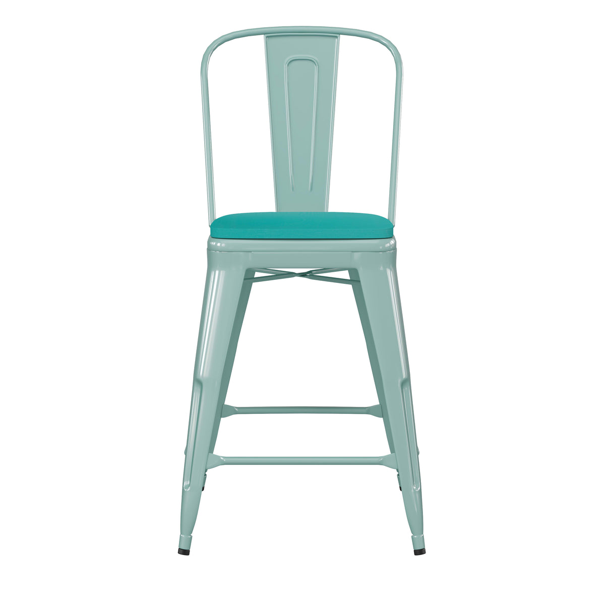 Mint Green/Mint Green |#| All-Weather Counter Height Stool with Poly Resin Seat - Mint Green