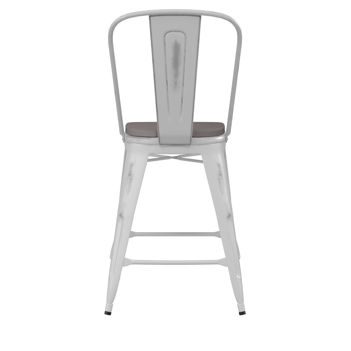 White/Gray |#| All-Weather Counter Height Stool with Poly Resin Seat - White/Gray