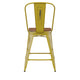 Yellow/Teak |#| All-Weather Counter Height Stool with Poly Resin Seat - Yellow/Teak