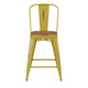 Yellow/Teak |#| All-Weather Counter Height Stool with Poly Resin Seat - Yellow/Teak