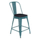 Kelly Blue-Teal/Black |#| All-Weather Counter Height Stool with Poly Resin Seat - Kelly-Blue Teal/Black