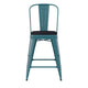 Kelly Blue-Teal/Black |#| All-Weather Counter Height Stool with Poly Resin Seat - Kelly-Blue Teal/Black