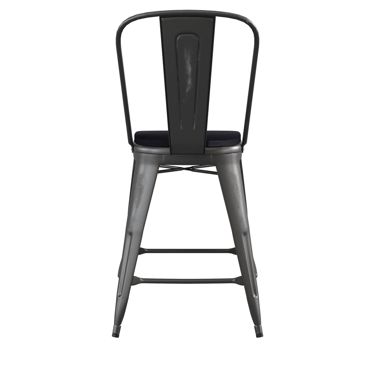 Black/Black |#| All-Weather Counter Height Stool with Poly Resin Seat - Black/Black