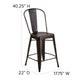 Copper/Black |#| All-Weather Counter Height Stool with Poly Resin Seat - Copper/Black