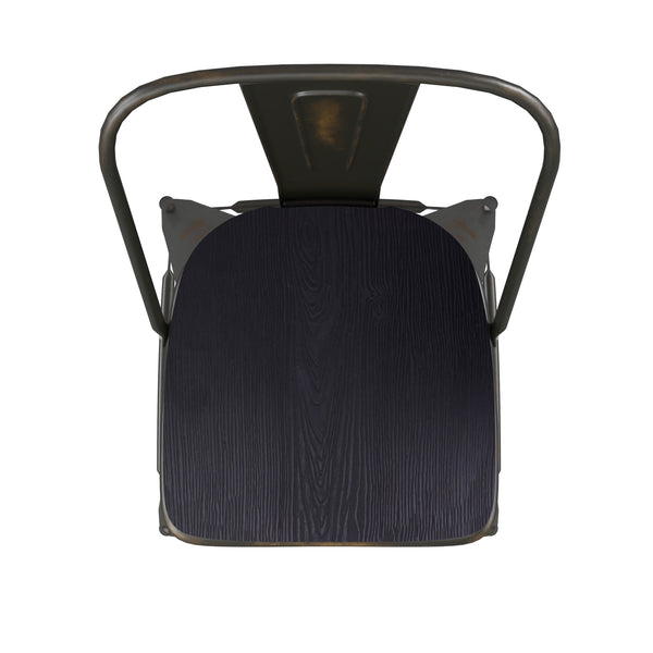 Copper/Black |#| All-Weather Bar Height Stool with Poly Resin Seat - Copper/Black