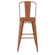 Orange/Teak |#| All-Weather Bar Height Stool with Poly Resin Seat - Orange/Teak