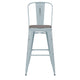 Green-Blue/Gray |#| All-Weather Bar Height Stool with Poly Resin Seat - Green-Blue/Gray