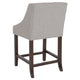 Light Gray Fabric |#| 24inch High Walnut Counter Height Stool with Accent Nail Trim in Light Gray Fabric