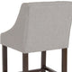 Light Gray Fabric |#| 24inch High Walnut Counter Height Stool with Accent Nail Trim in Light Gray Fabric