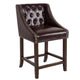 Brown LeatherSoft |#| 24inch High Walnut Counter Height Stool with Accent Nail Trim in Brown LeatherSoft