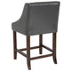 Dark Gray LeatherSoft |#| 24inch High Walnut Counter Height Stool w/Accent Nail Trim in Dark Gray LeatherSoft