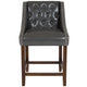 Dark Gray LeatherSoft |#| 24inch High Walnut Counter Height Stool w/Accent Nail Trim in Dark Gray LeatherSoft