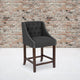 Charcoal Fabric |#| 24inch High Walnut Counter Height Stool with Accent Nail Trim in Charcoal Fabric