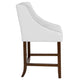 White LeatherSoft |#| 24inch High Walnut Counter Height Stool with Accent Nail Trim in White LeatherSoft