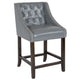 Light Gray LeatherSoft |#| 24inch High Walnut Counter Height Stool with Lt Gray LeatherSoft Accent Nail Trim